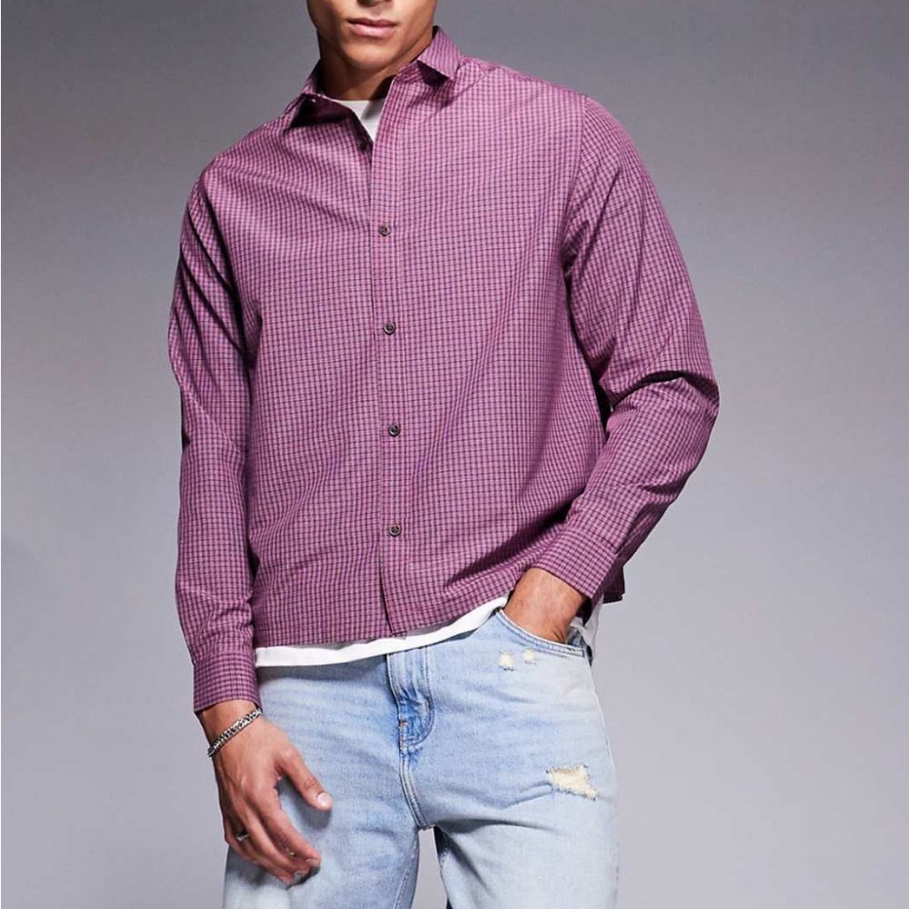 New!!! Casual Purple Button Down Shirt. Comes from a pet and smoke free home.